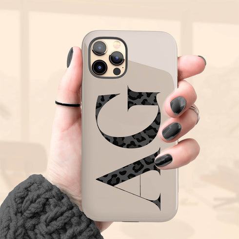 Oversized Leopard Custom Initials iPhone Case